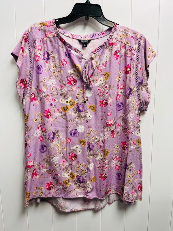 Top Short Sleeve By Buffalo David Bitton In Pink & Purple, Size: Xl Online Sale