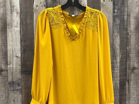 Blouse Long Sleeve By Loft In Gold, Size: M Fashion