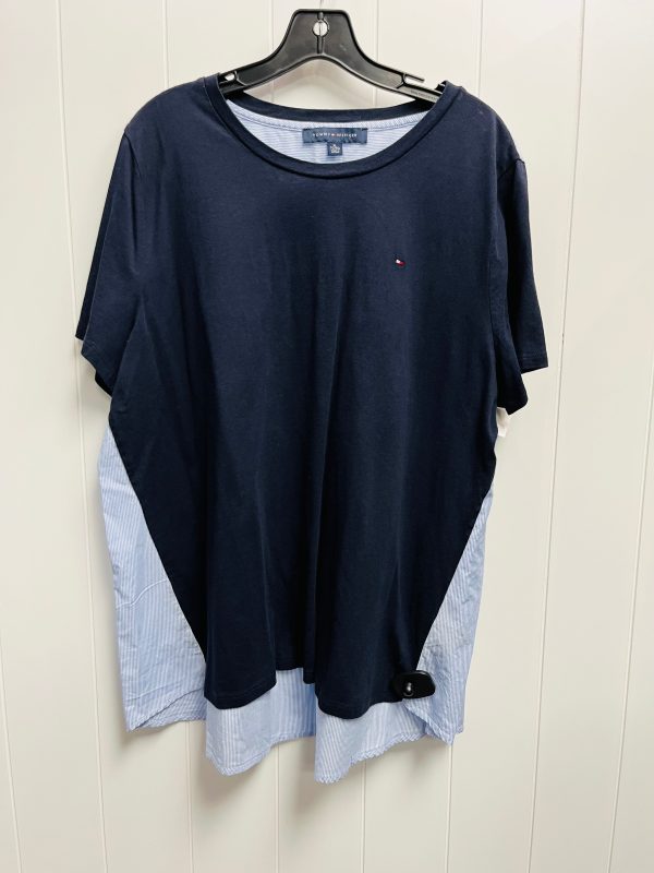 Top Short Sleeve By Tommy Hilfiger In Blue & White, Size: Xl For Cheap